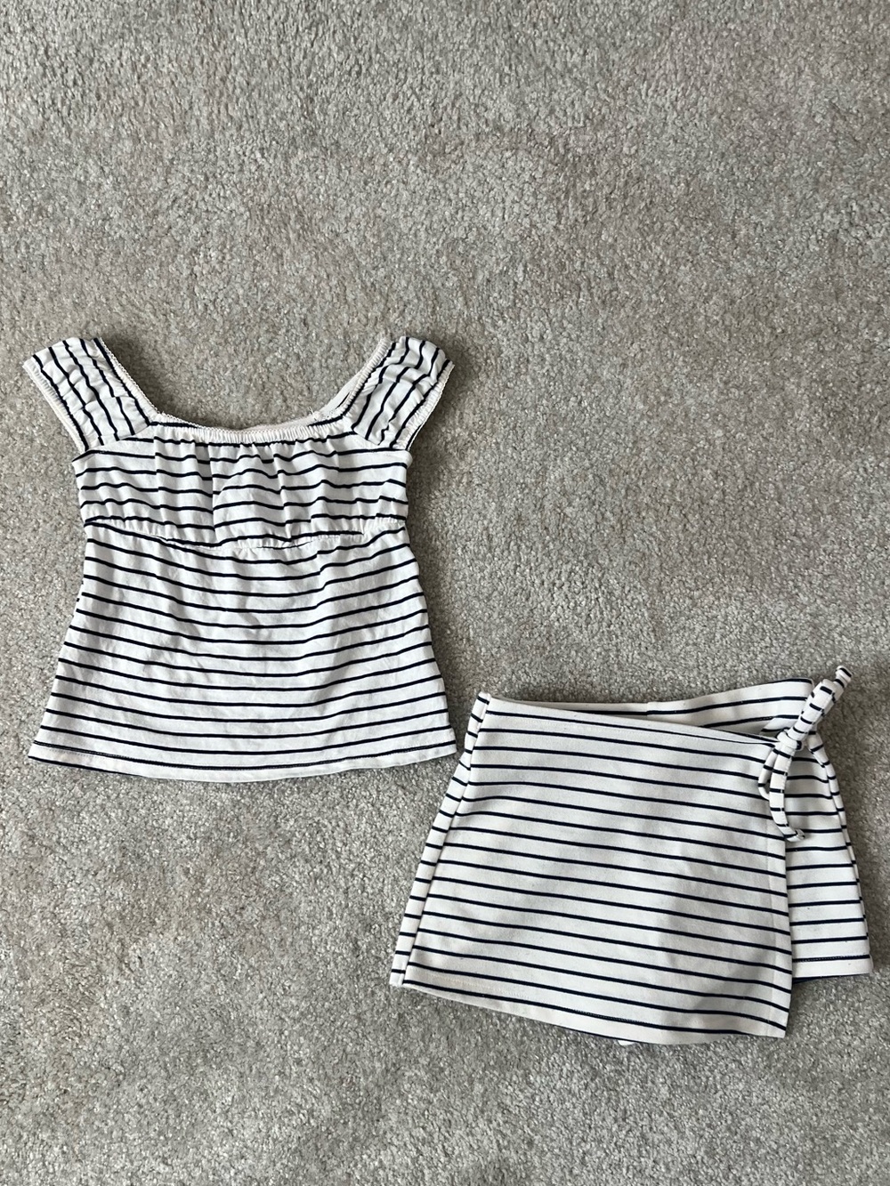 Old Navy White & Navy Striped Top and Skirt Set